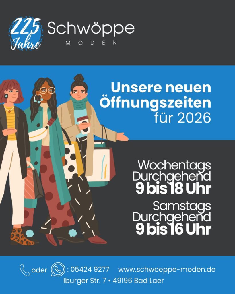 Öffnungszeiten Schwöppe Moden
